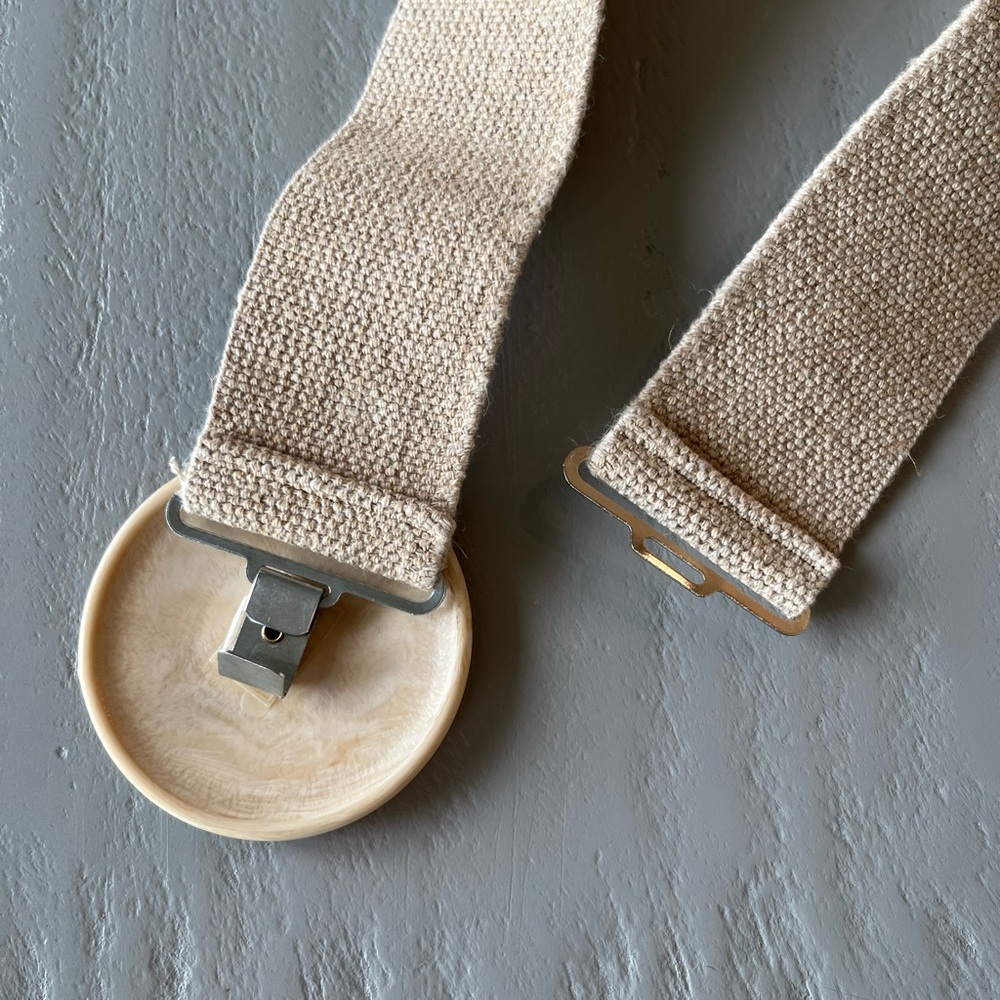 Vintage Ivory Lucite Buckle Stretch Belt Neutral Elastic Waist Belt 90s - Picture 4 of 4